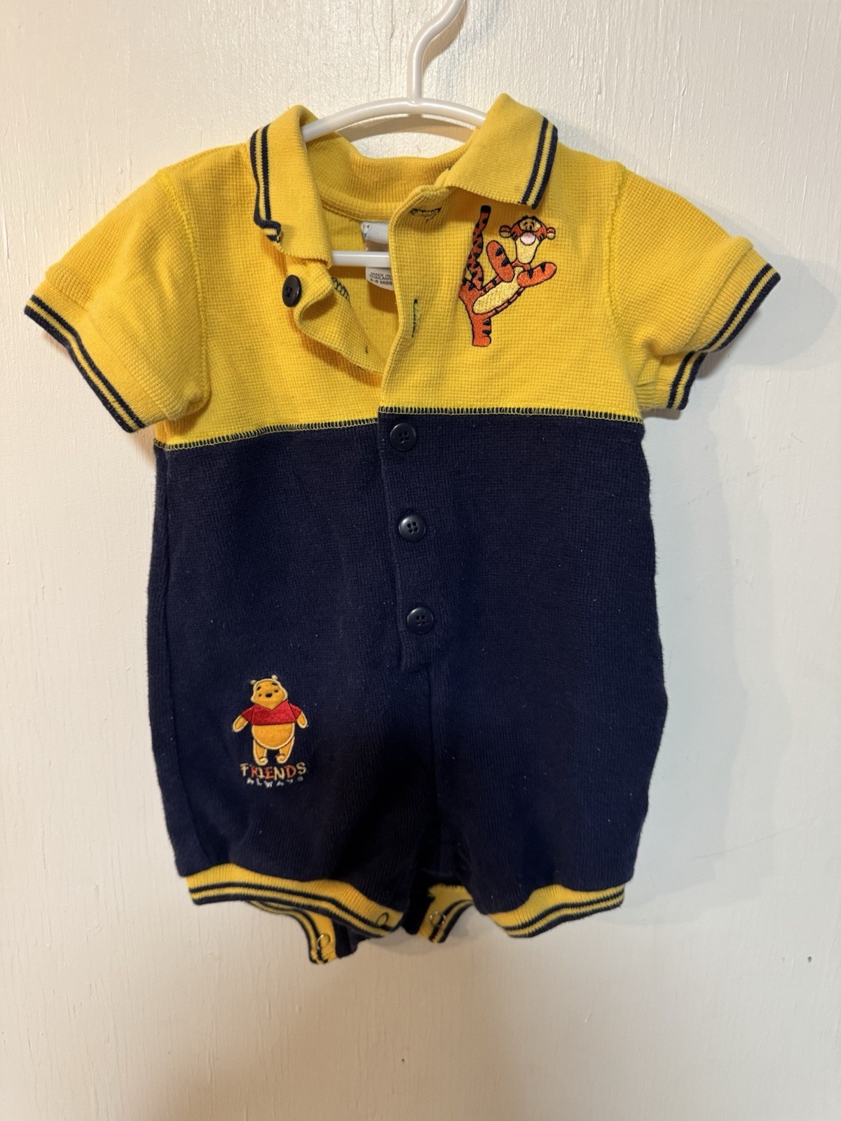Rare Vintage Disney Winnie the Pooh Baby Polo Romper 3–6 Months
