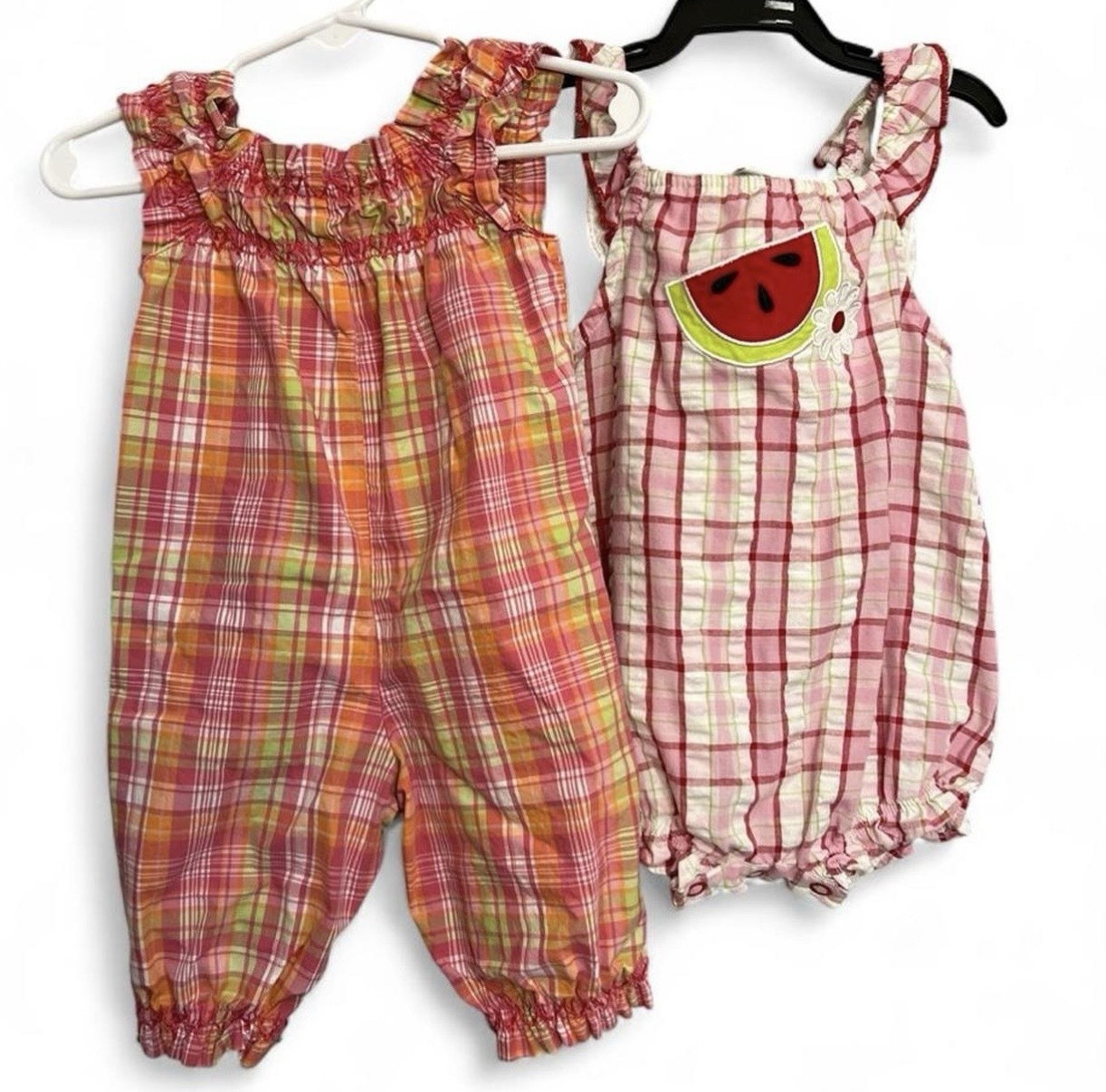 Lot of 2 Vintage BabyGirl Rompers 0-3M Gymboree Okie Dokie Watermelon Flower Y2K