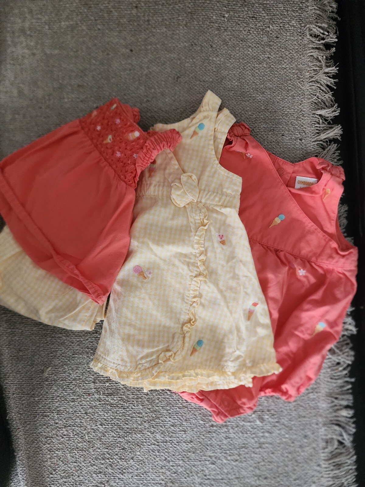 Gymboree Ice Cream Set. 3 Outfits Yellow And Coral 3-6 Months