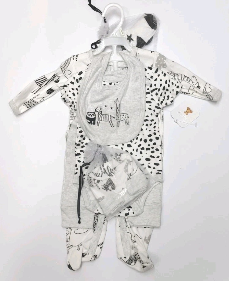 Rene Rofe Baby Ser 6 pieces 3-6M unisex gray, White , Black