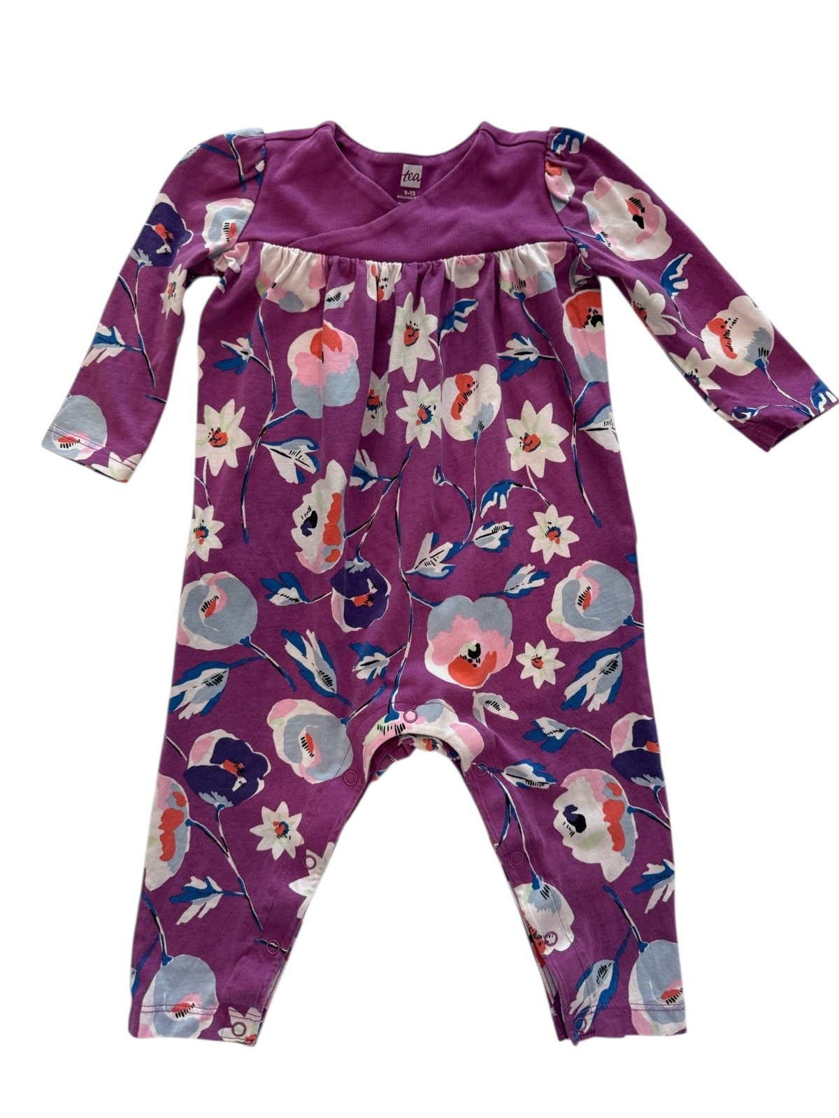 Tea Collection One Piece, 9-12 mths, Purple Floral, Excellent Condition