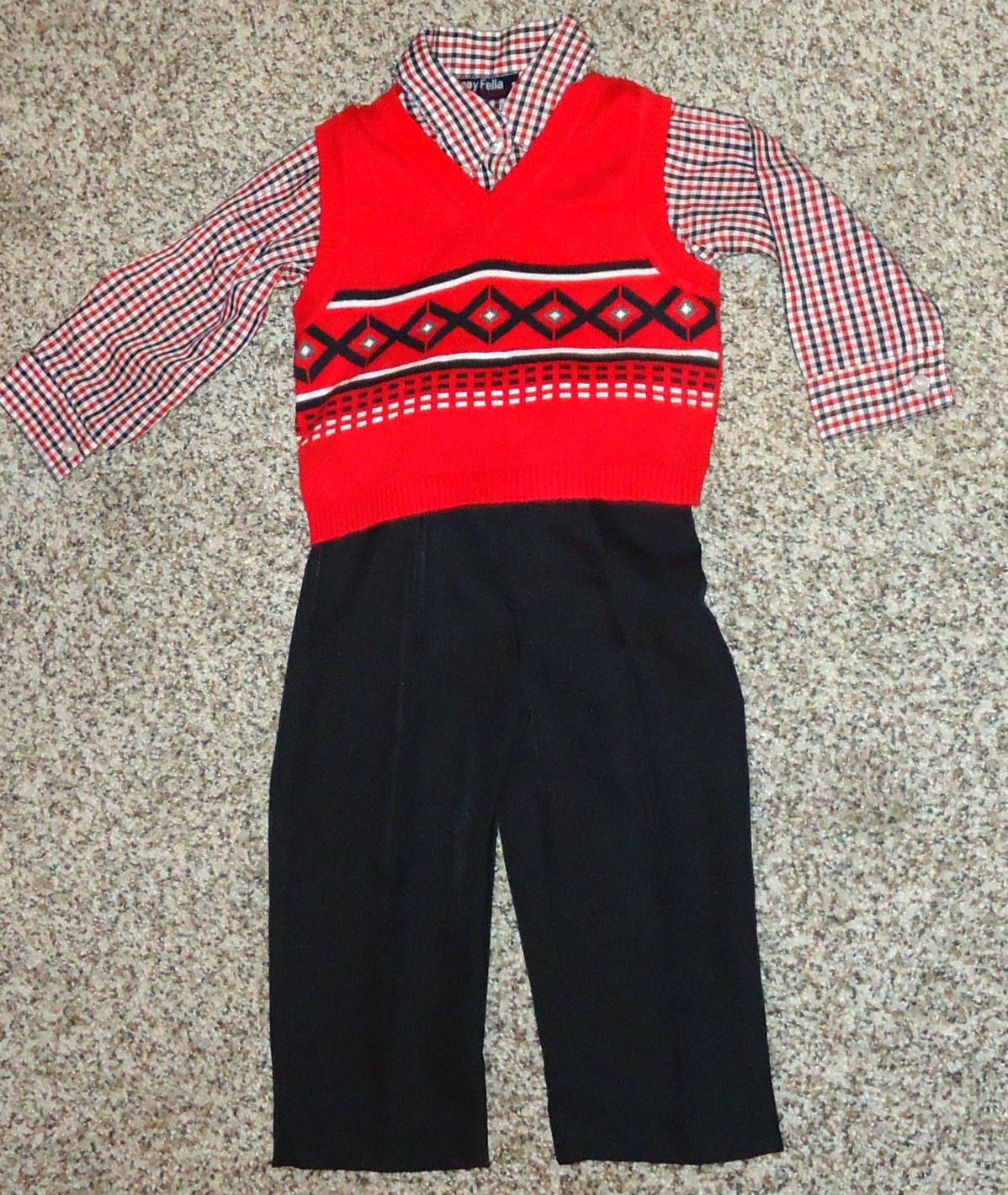 Happy Fella Toddler Boys Sweater Vest Pants Shirt Outfit 24 Months