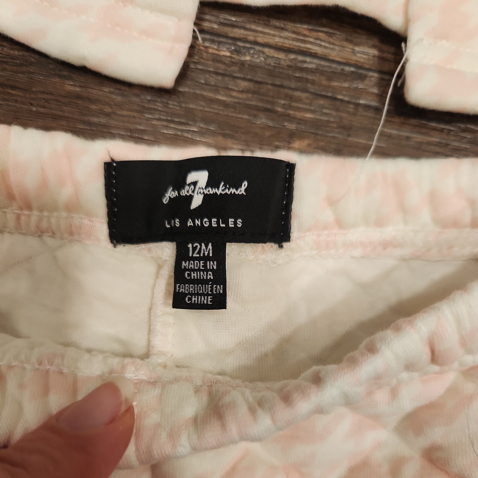 7 For All Mankind Quilted Sweater & Jogger Set – Pink & White Houndstooth – 12M