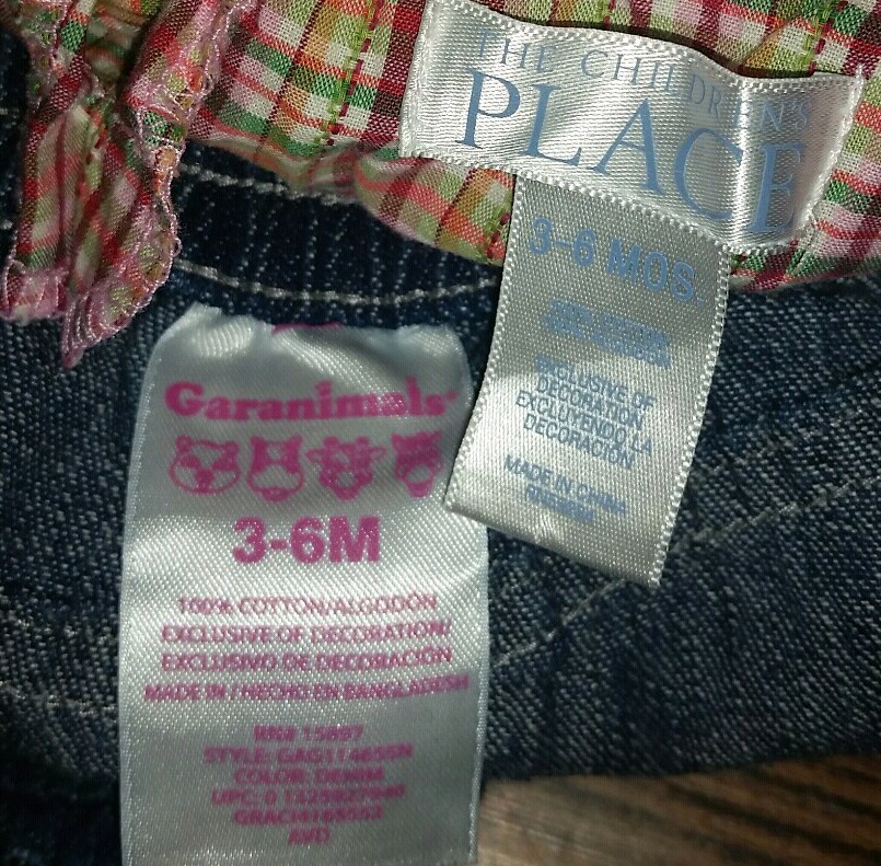 Children’s Place Pink Green White Plaid Shirt Garanimals Jeans 3-6 months *W24