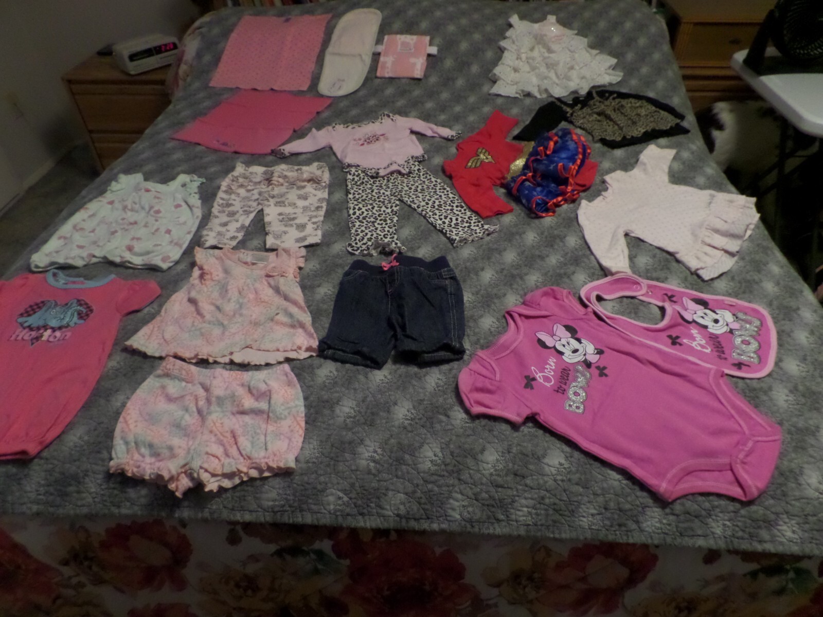 BUNDLE OF 18 BABY GIRLS CLOTHES SIZE 3-6 MO & 6-9 MO.