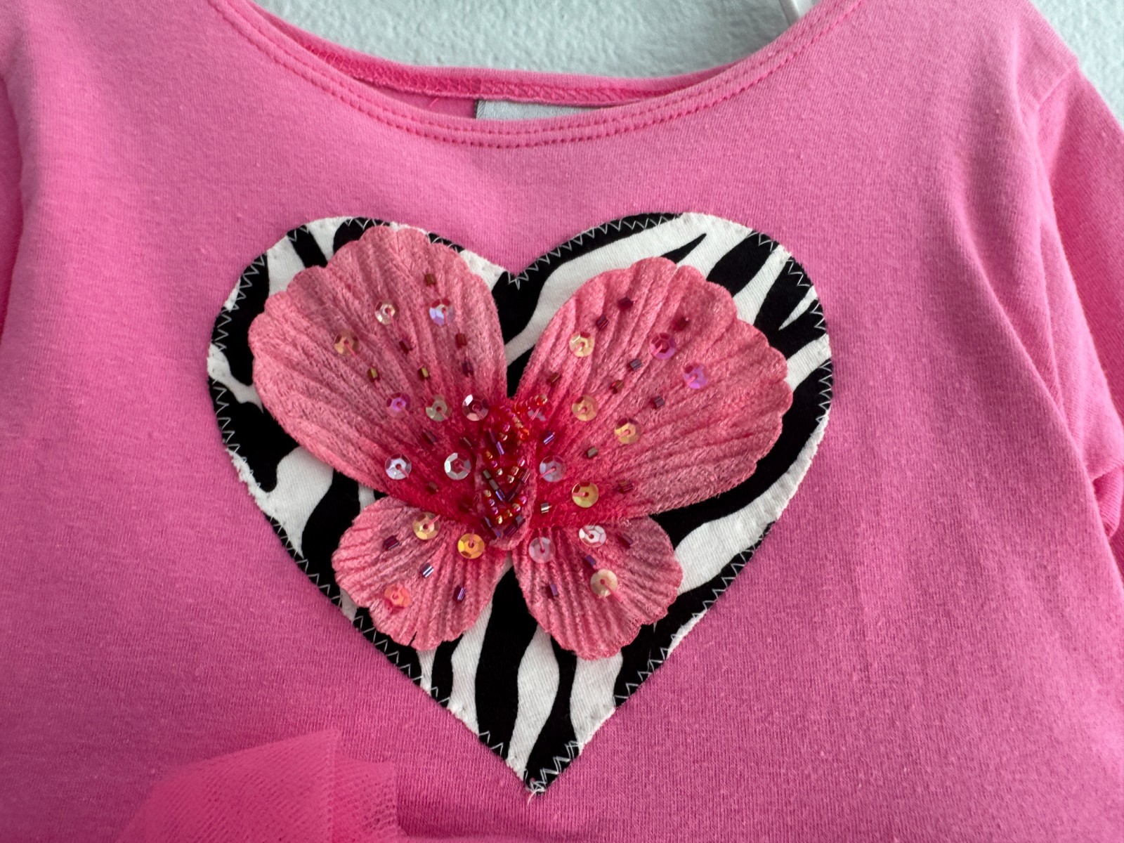 New $65 Haute Baby Girls 2-Pc Zebra Hot Pink Black Ruffle Tunic & Pants Set 18M
