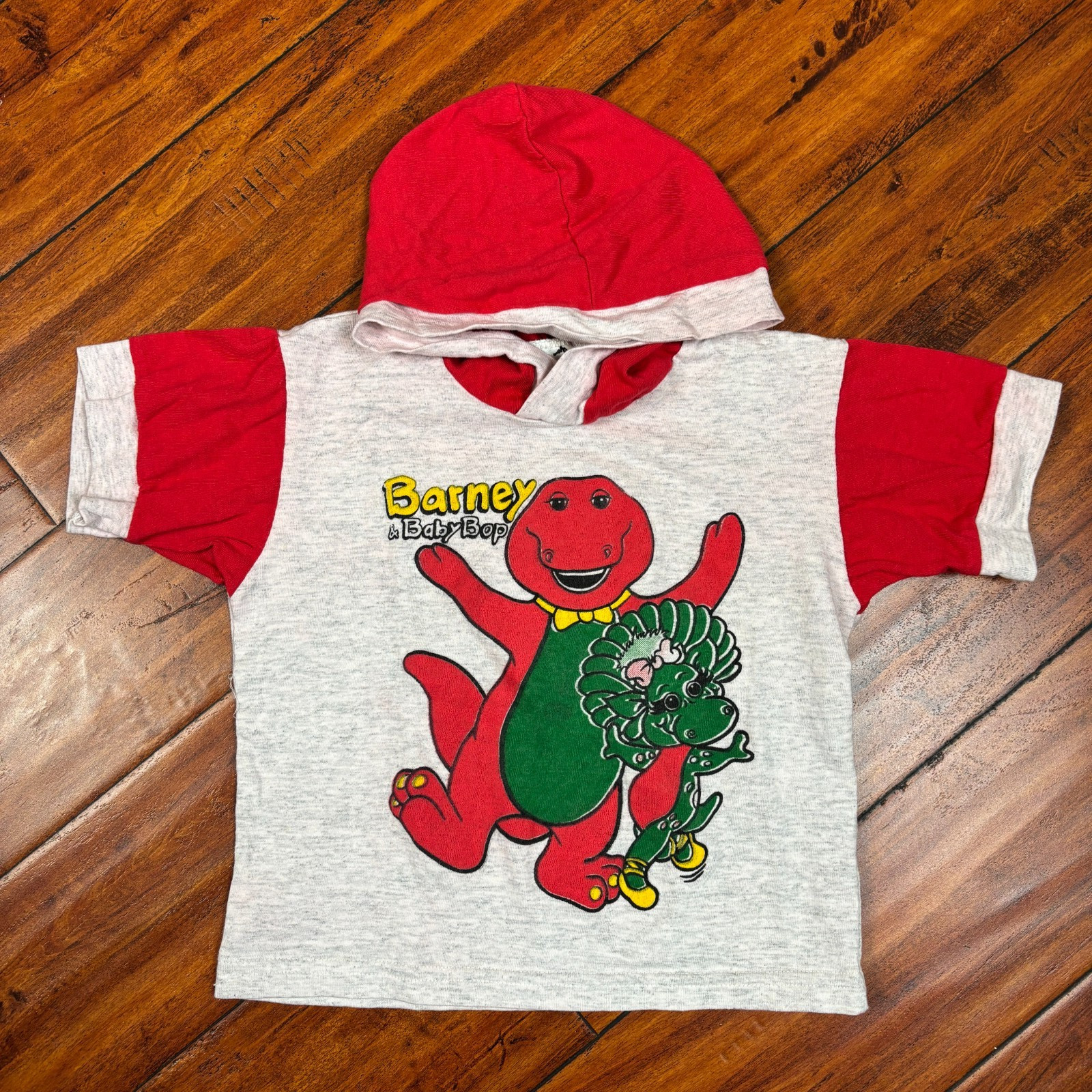 Vintage 90s Barney & Baby Bop Shirt Shorts Set Kids AOP Size 2T Toddler Cartoon