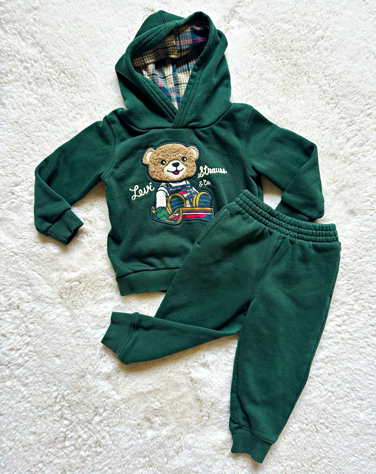 Levi’s Green 2pc Fleece Hoodie & Jogger Pants Set Bear 24M Logo