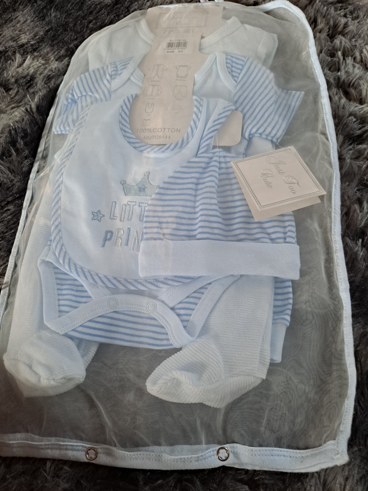 Just Too Cute 7 Piece Set Age 0-3 Months Little Prince Blue BNWT