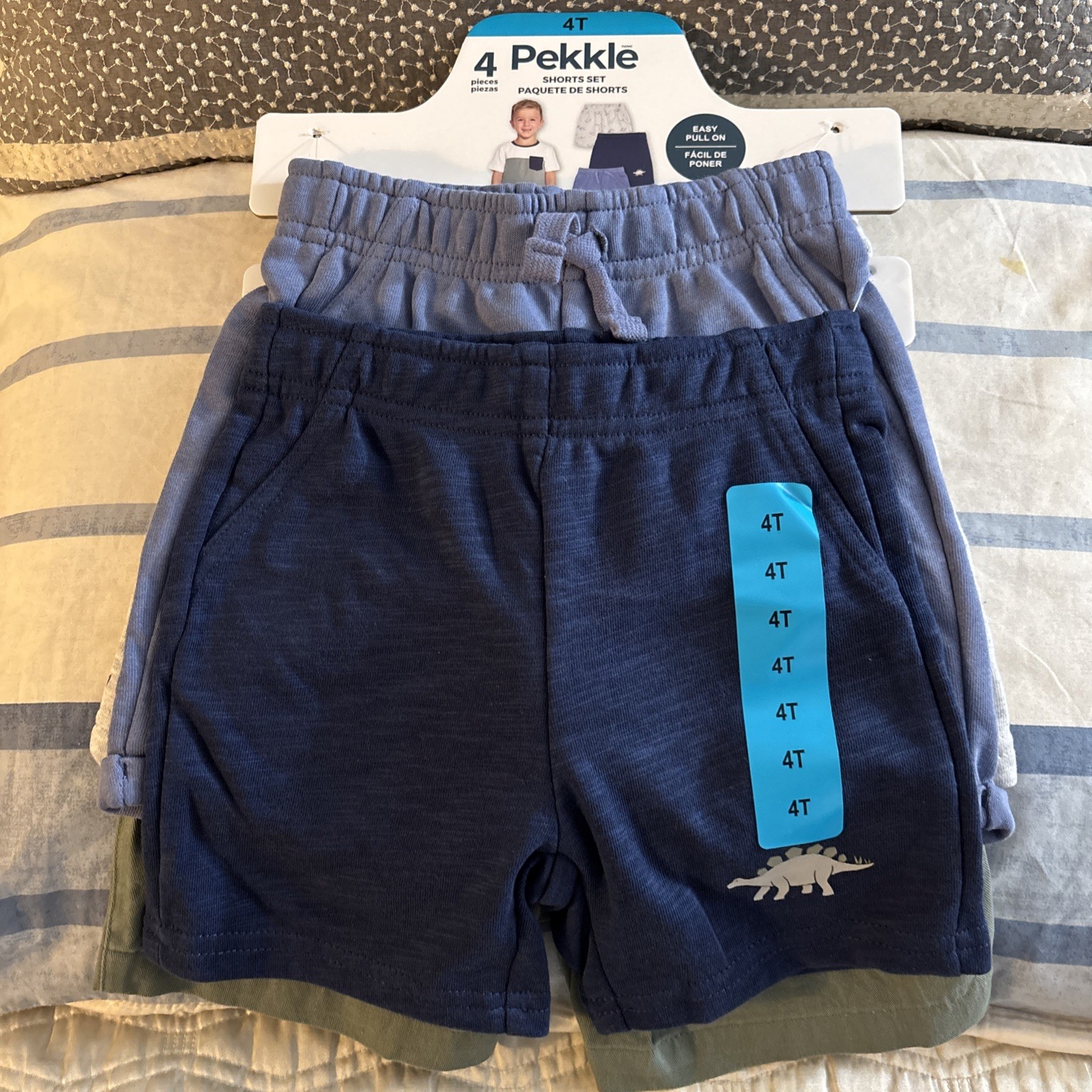 Pekkle T-Shirt 4 Pc Short Sleeve Assorted Colors 1664092 Blue New With Tag
