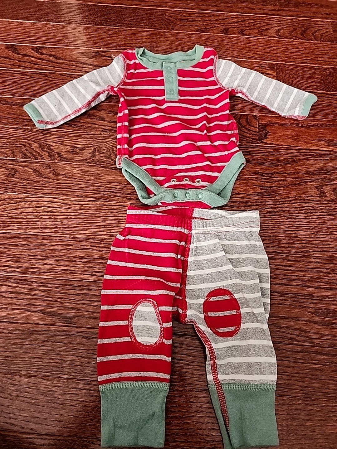 HANNAH ANDERSON 2 PIECE ONE PIECE W/PANTS 0-3 MONTHS RED, GRAY, GREEN, WHITE