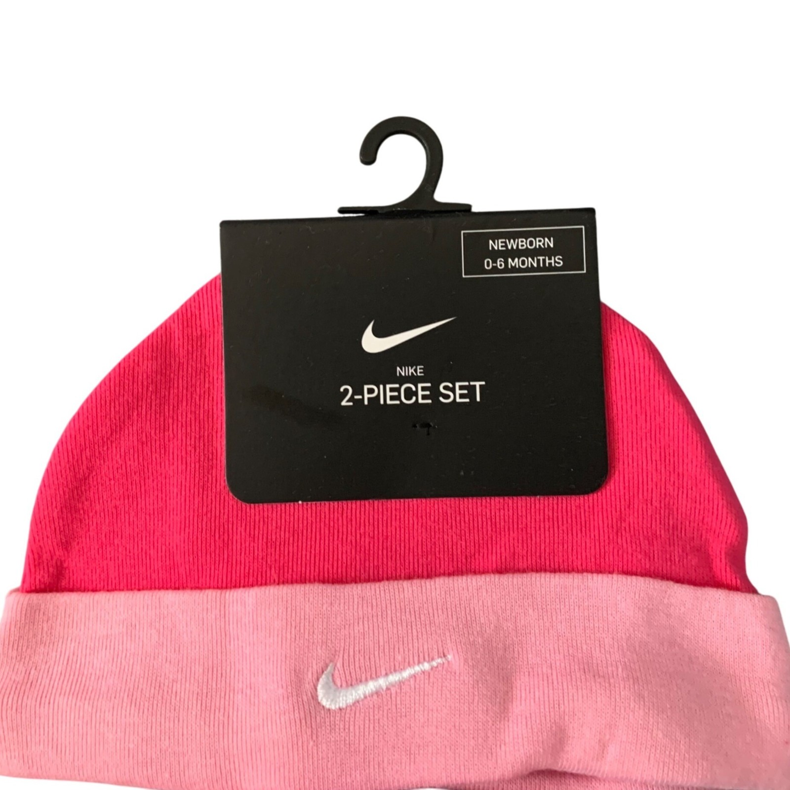 Nike Baby Girls 2 PC Set Size 0-6 Mos Swoosh Hat Booties Hyper Pink Gift Shower