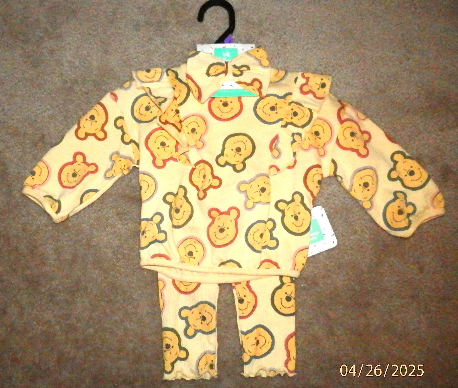 Girls 12 month Winnie the Pooh 3 pc. outfit with bow head band.