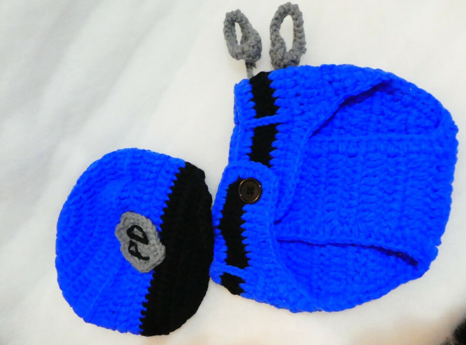New Baby Photo Photography Prop Outfits Cop Police Costume Handmade Crochet