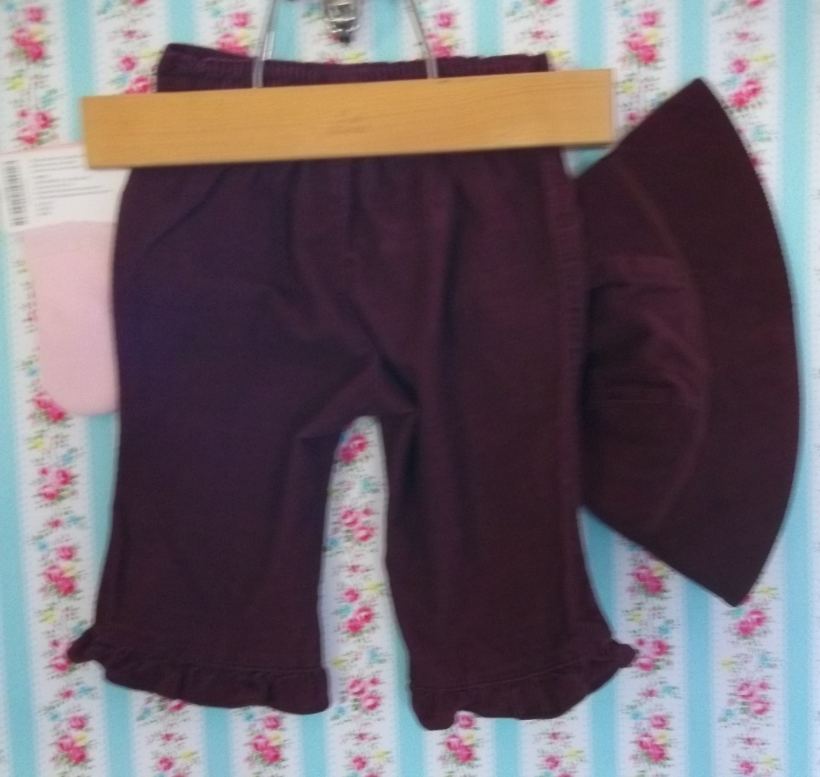Gymboree ’08 Forest Trails fox butterfly burgundy ruffle pants hat socks 3-6