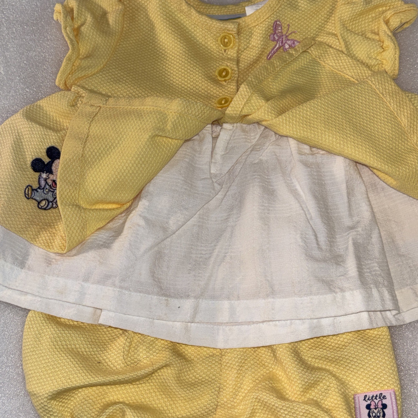 Rare Disney Babies 1980s Vintage baby Mickey Mouse 3-6 Mo 2 Pc Dress/bloomers