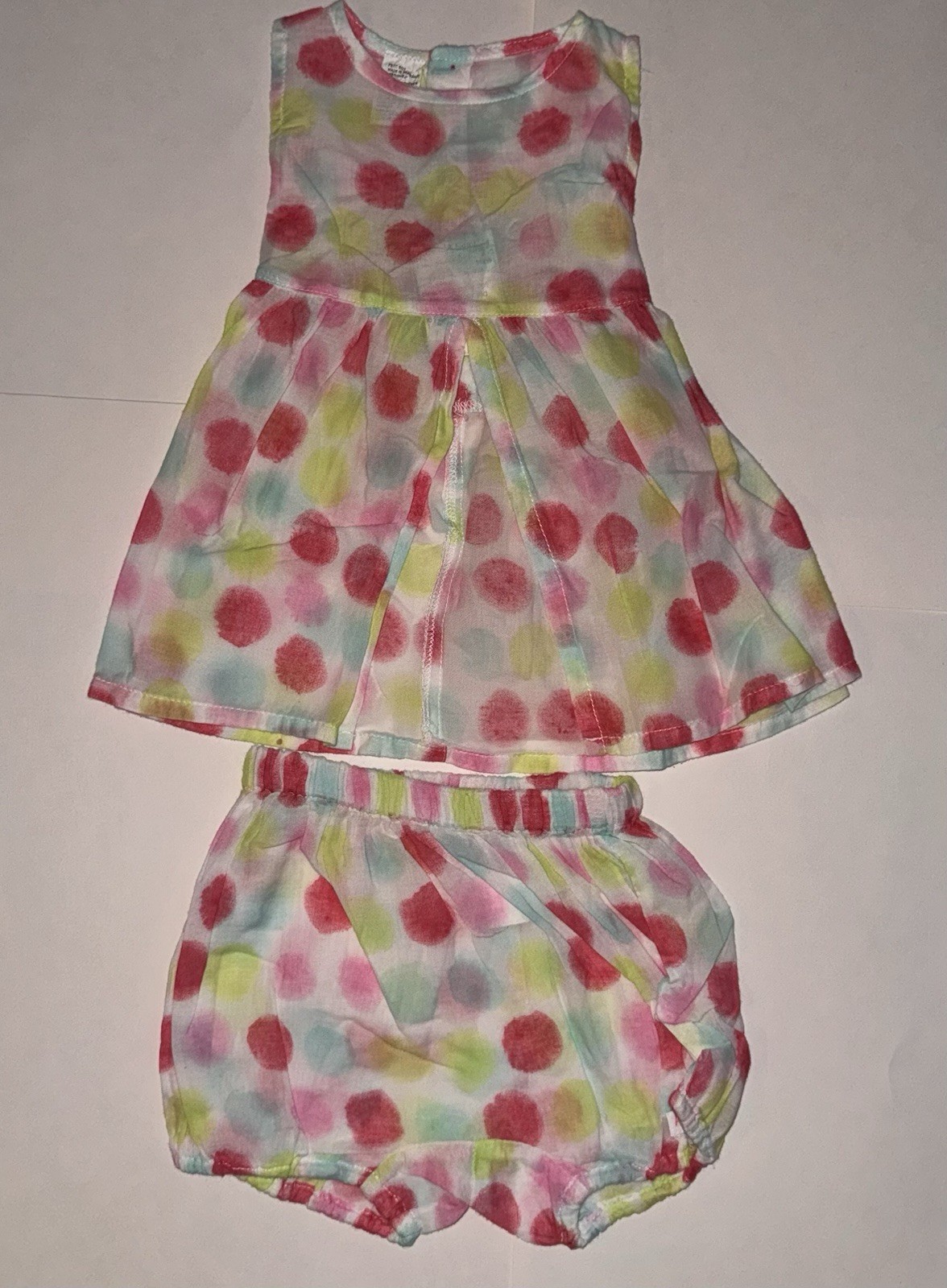 Amour by Petit Boy 2-Piece Girls Dress & Bloomers Set 12M Sleeveless Polka Dot
