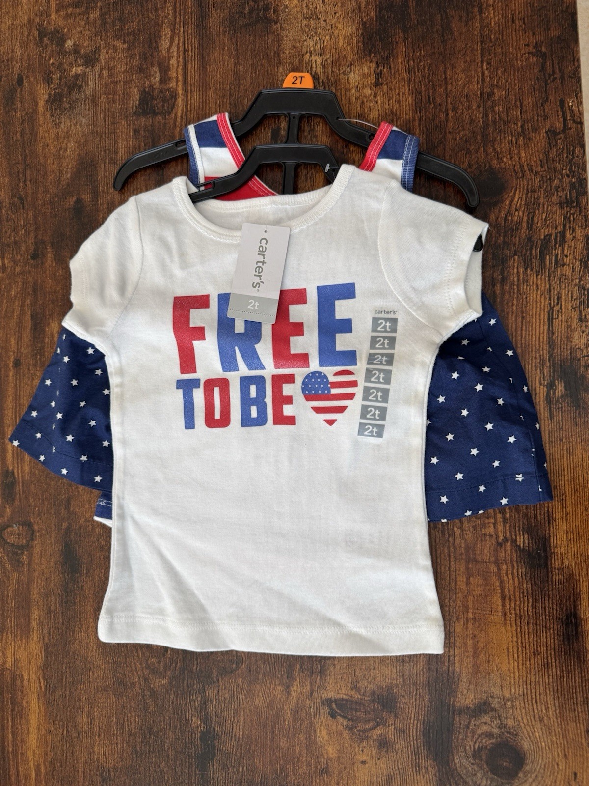 Carter’s 2T Patriotic 2pc Knit Cotton Set, Striped Red/White/Blue Tee/Tank