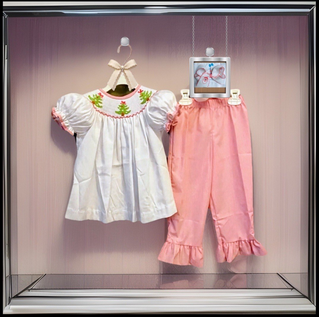 Girls NWT Classic Whimsy Smocked Pants Set & Top Christmas 3 Pc Wee Ones Bow 3T