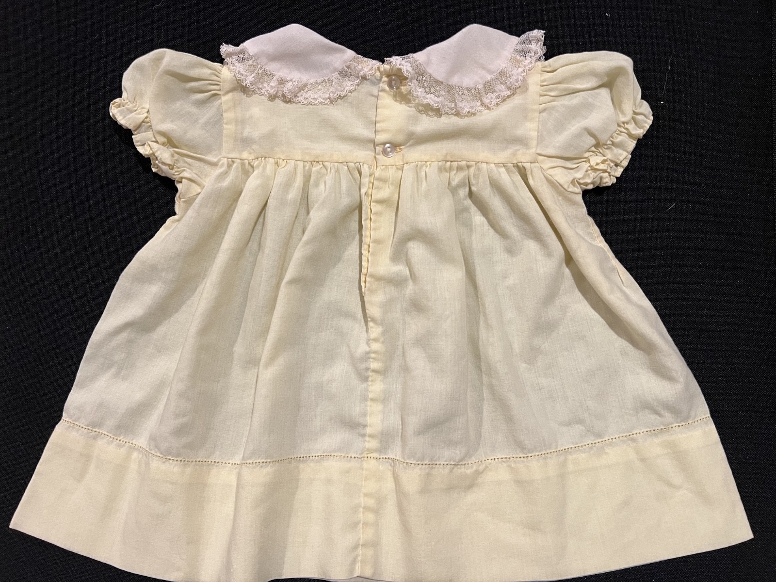 Vintage Nannette Baby Dress Yellow Lace Trim