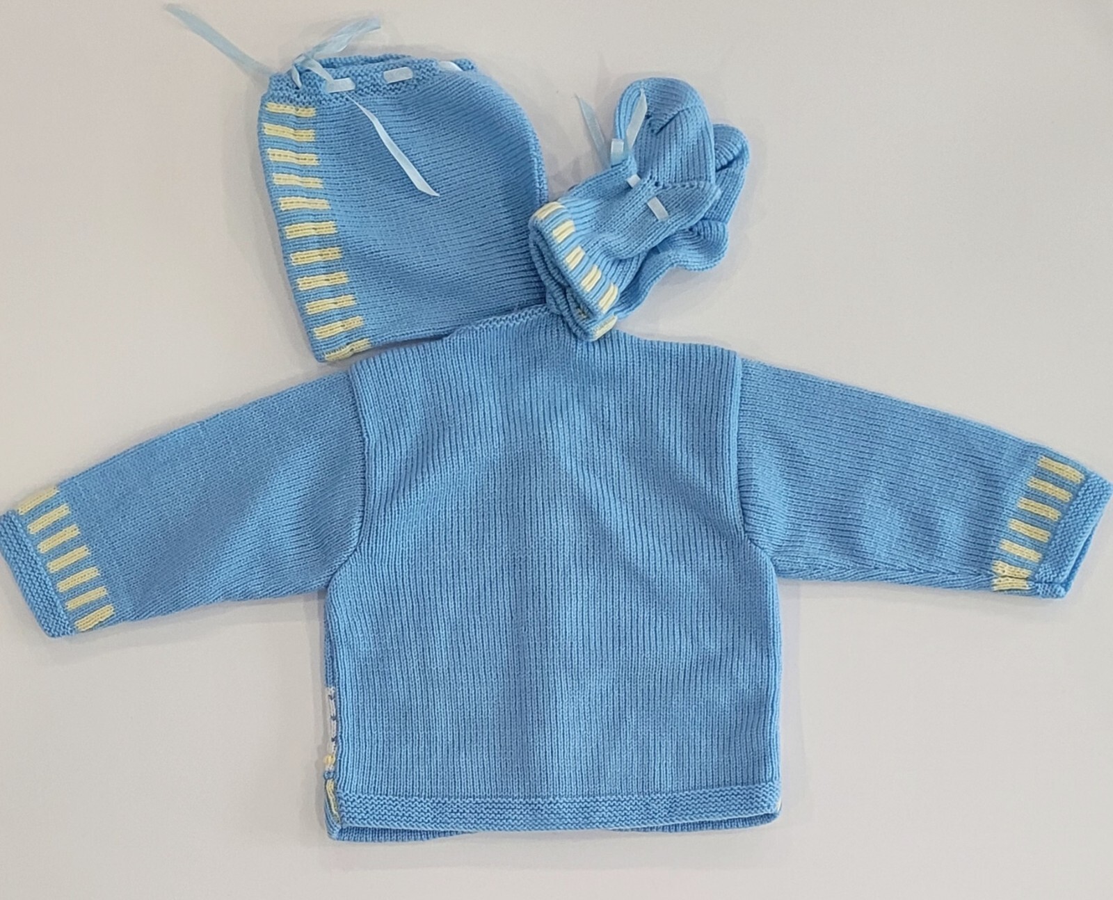 6-12 Month Baby Boy Girl Infant Handmade 3 Piece Set Outfit Easter Sweater Hat