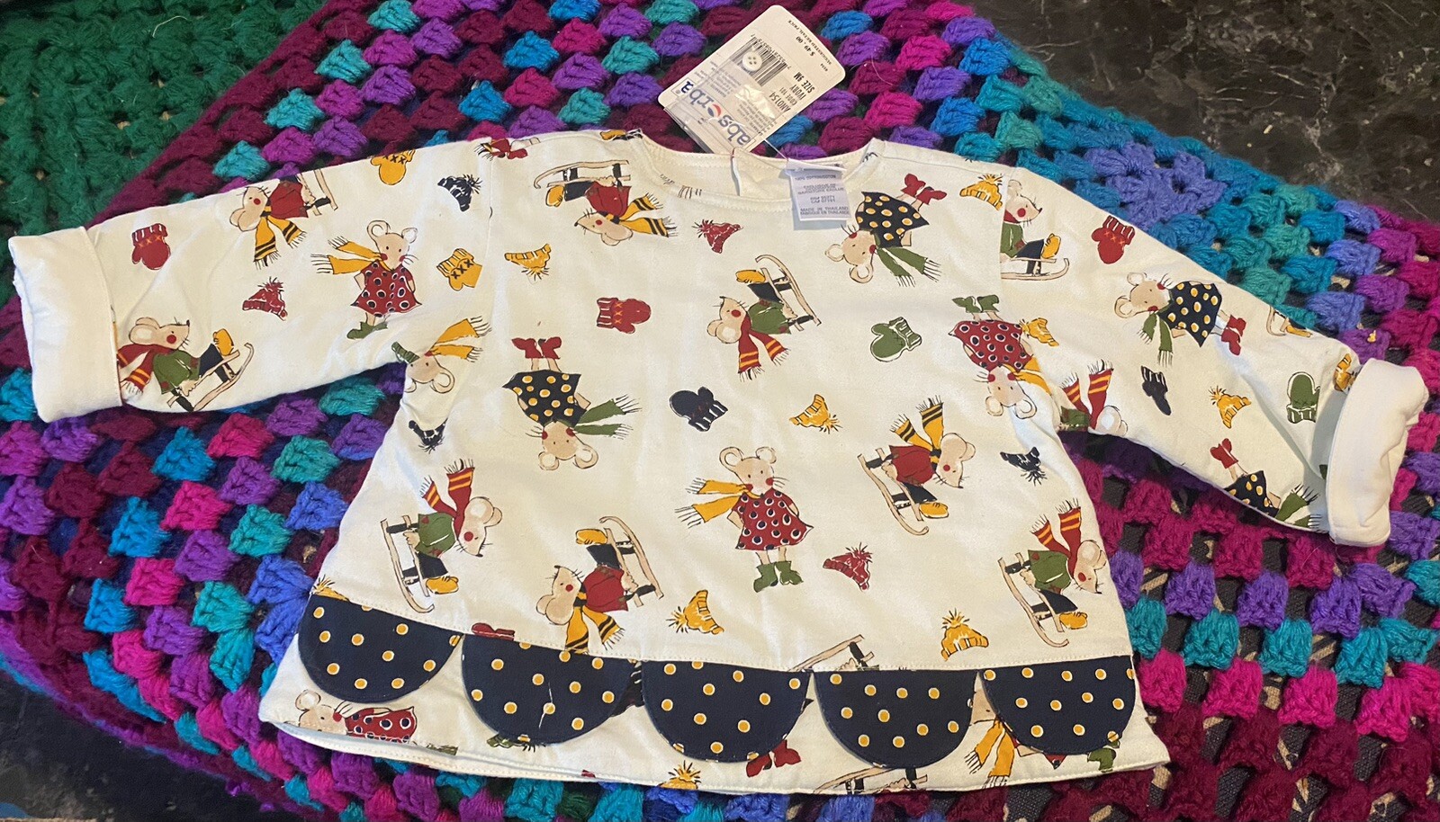 ABSORBA Baby Girls size 9 Months Mice In Winter Top NWT