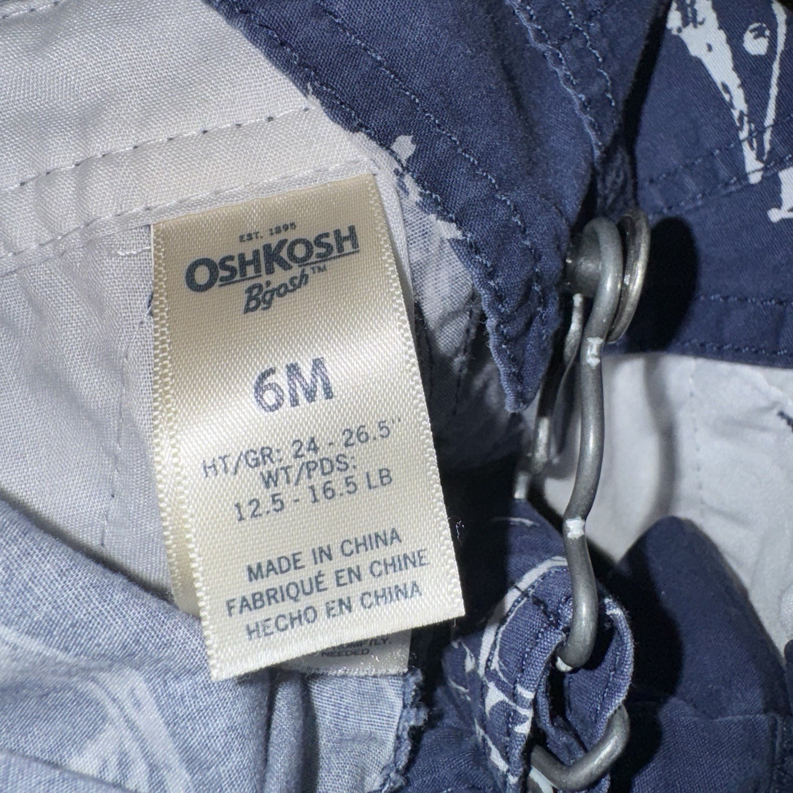 Oshkosh Navy Blue Overalls Shorts- Nautical Sailor- Baby Boys size 6months