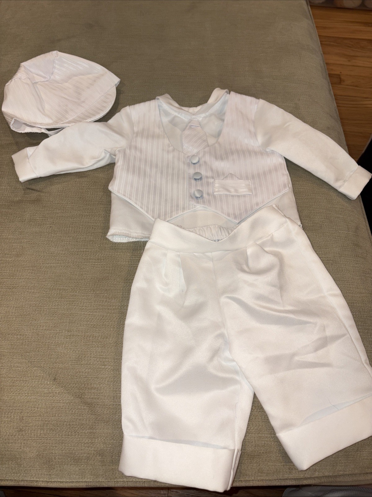 Boys Infant White Christening Baptism Outfit Set 6 to 9 Months EUC 3 PCS Set
