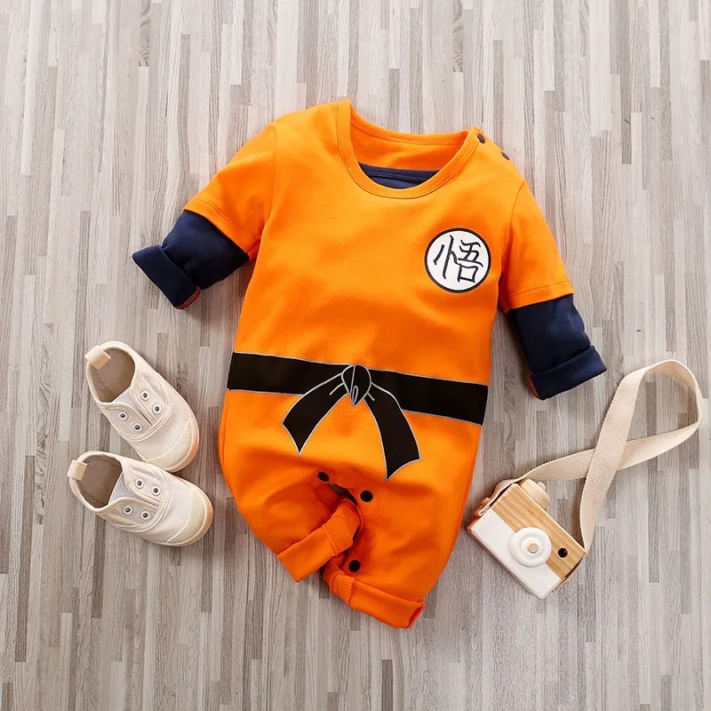 Baby Goku Cosplay Romper Anime Newborn Jumpsuit Soft Cotton 0-18M Summer Costume
