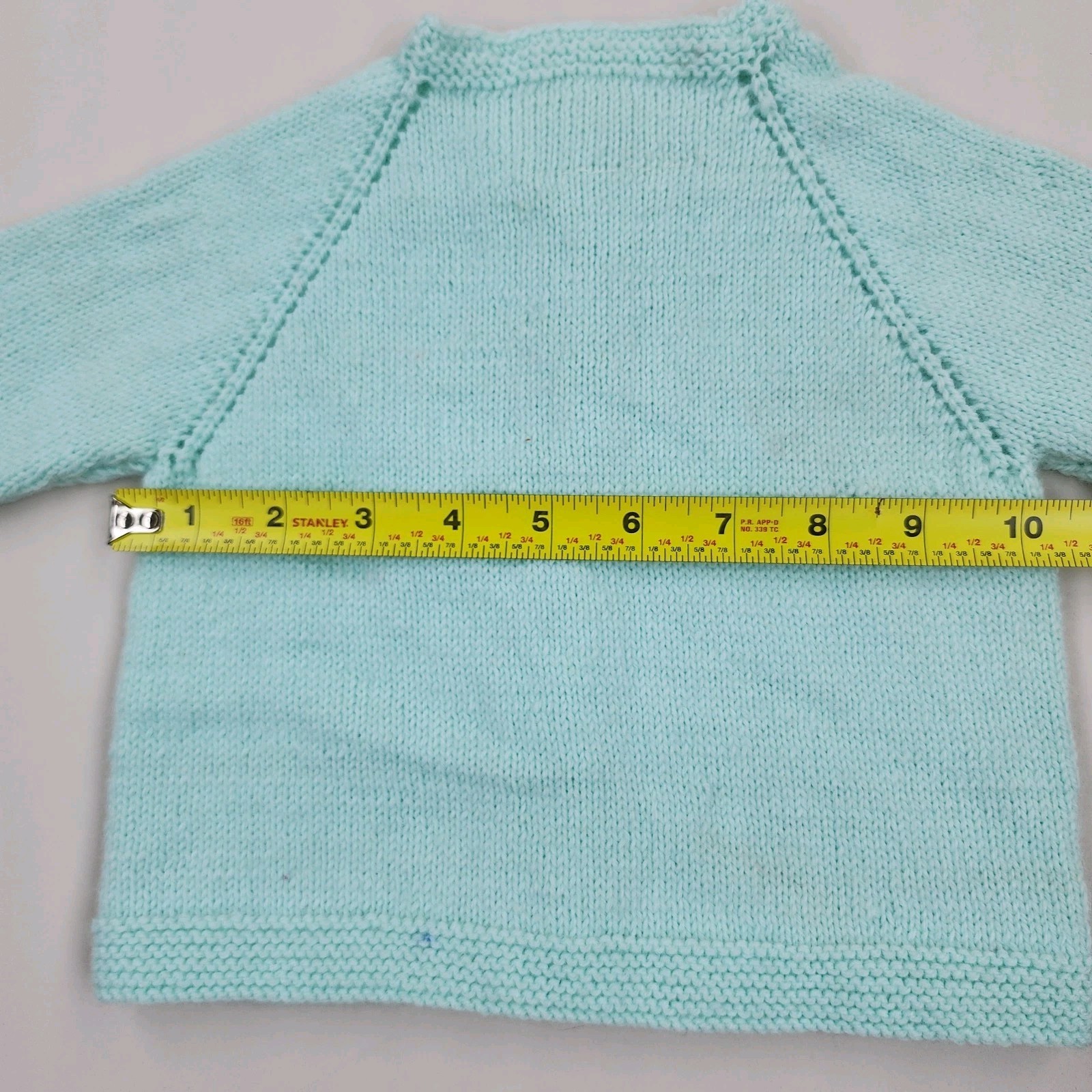 Vintage 1960s Hand Knit Baby Cardigan Set Blue Sweater & Booties 0-6 Months
