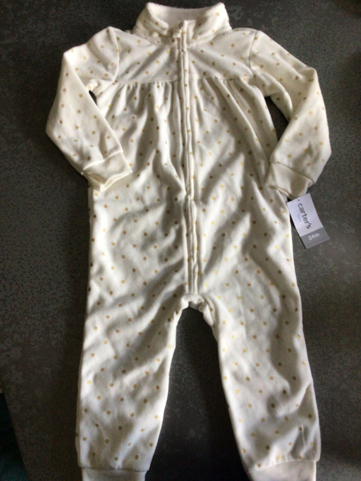 NWT Carters gold polka dot Romper Playset 24 months jumpsuit zip up