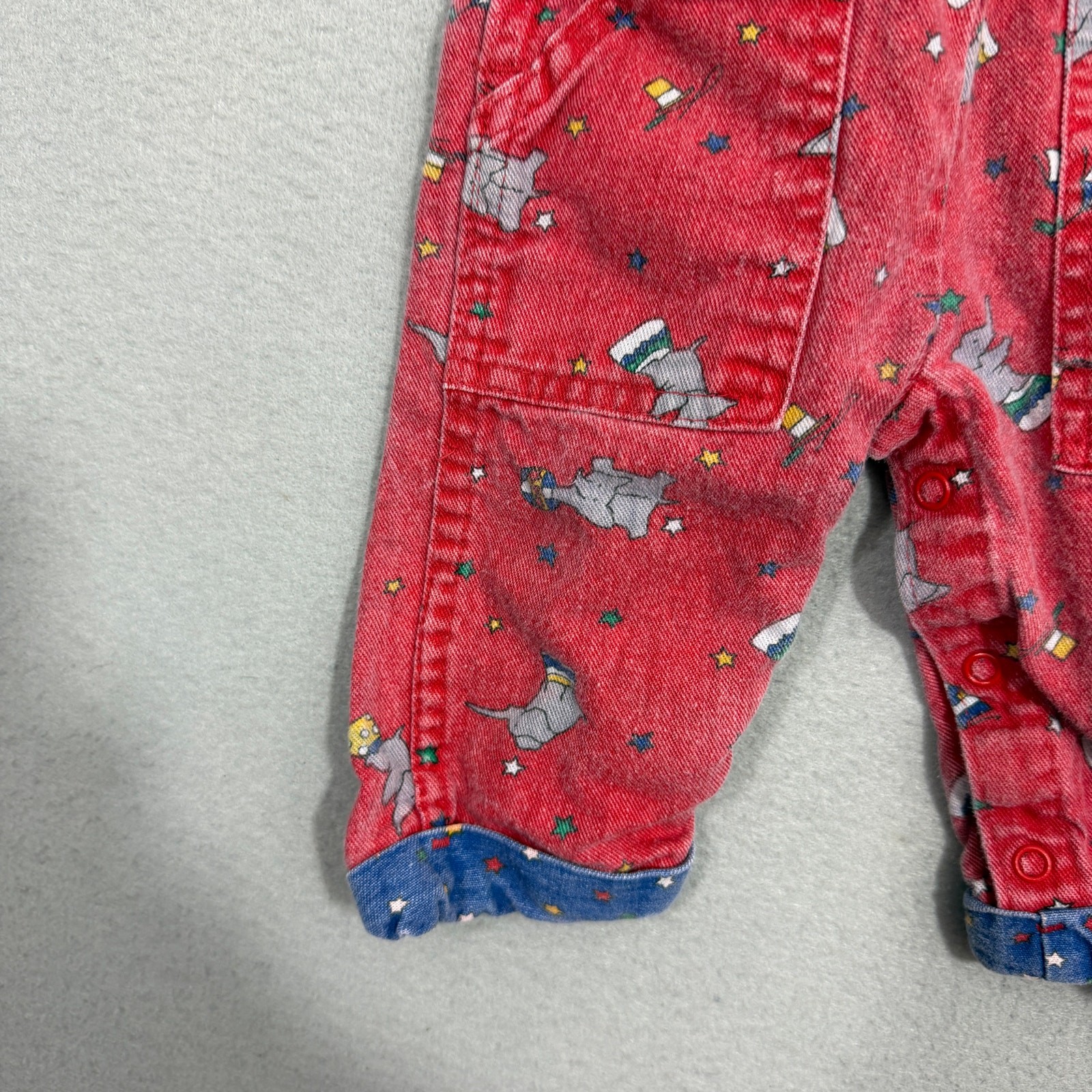Vintage OSHKOSH Vestbak Corduroy Overalls 3/6 Month Red USA Elephants Circus