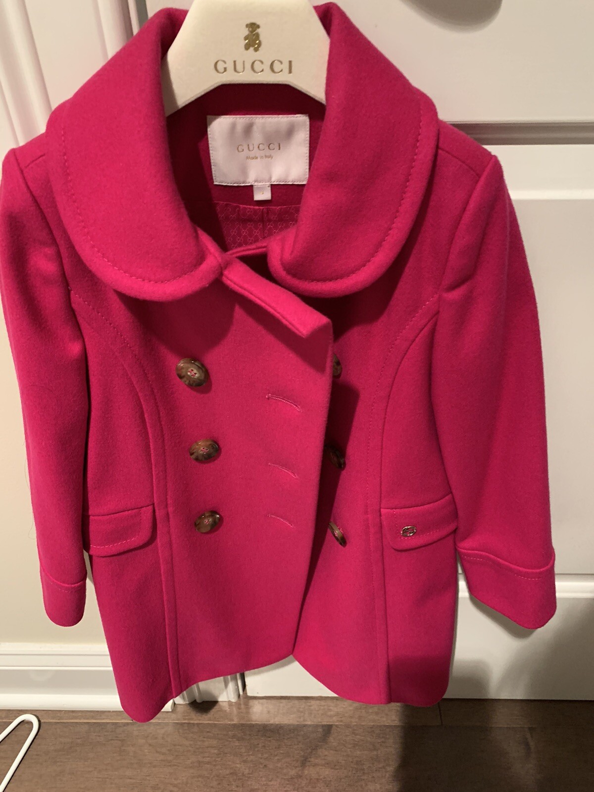 GUCCI Girls Pink Wool JACKET SZ 4YR PRE-OWNED!! W GG Inner Liner. Orig $720