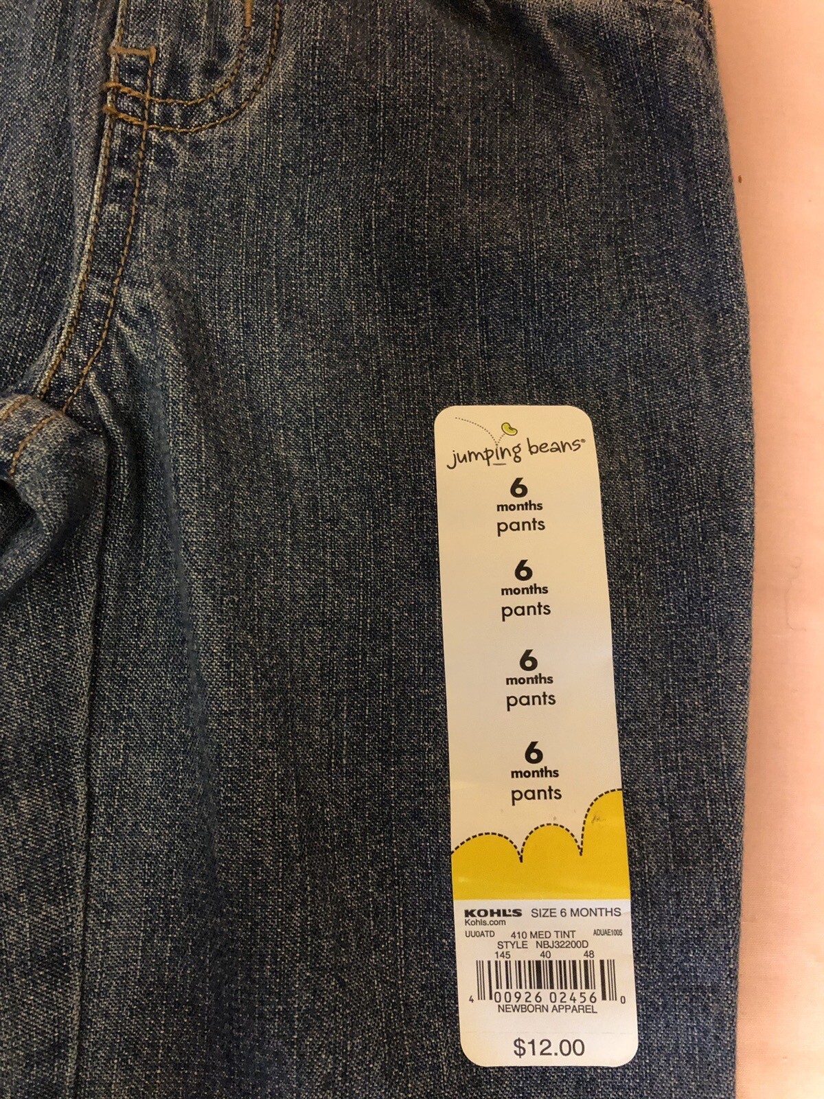 Infant 6 mo*2-pce Outfit*4-pocket Blue jeans￼*fleece Blue Hoodie*jumping beans