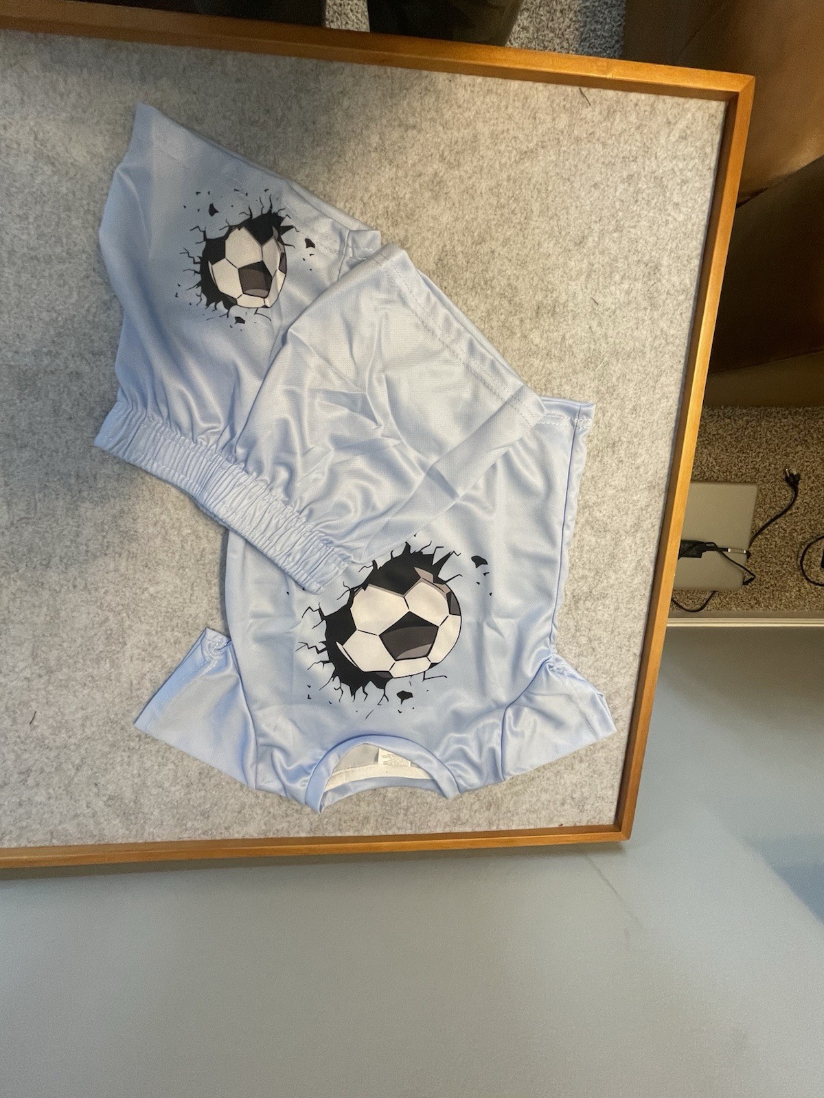 Boys 2-Piece Soccer Graphic Outfit Set Mesh Short Sleeve Tee Shorts 1-2Y