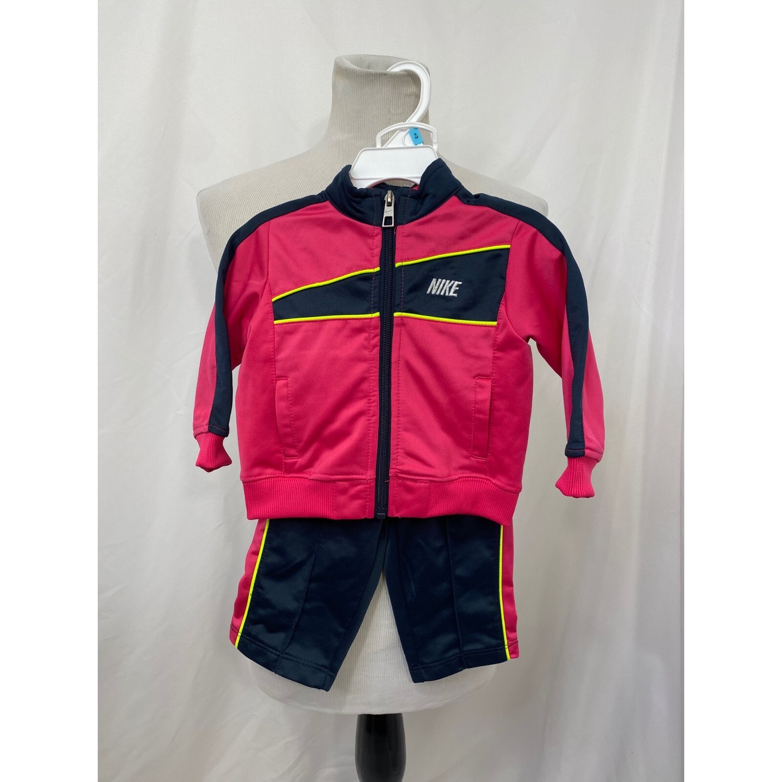 Nike Track Suit Girls 12 Months Pink Blue 2-Piece Full Zip Athletic