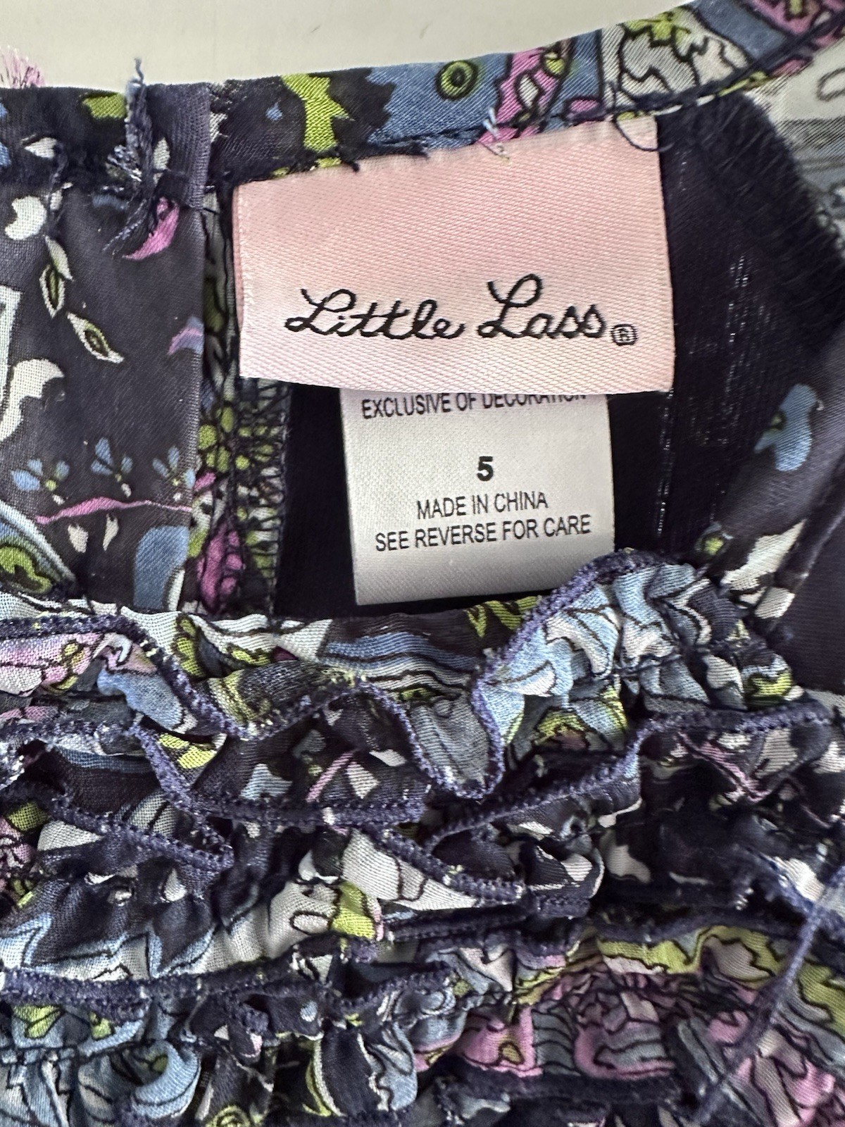 Little Lass 5T Dress Paisley Blue Flower Sheer Cute Girls Toddler