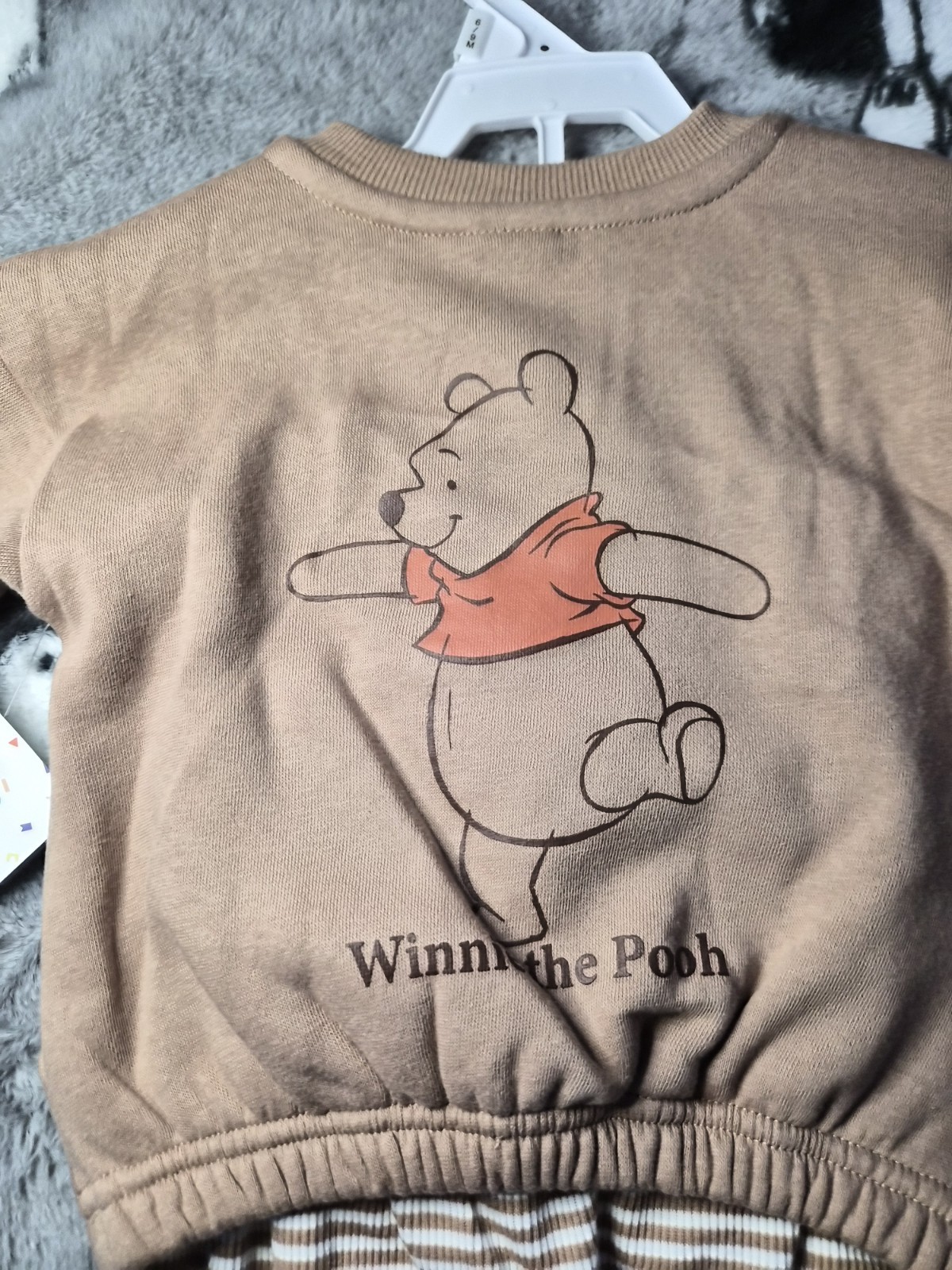 6/9 Months Winnie the Pooh Sweater And Striped Ribbed Pants Set – New