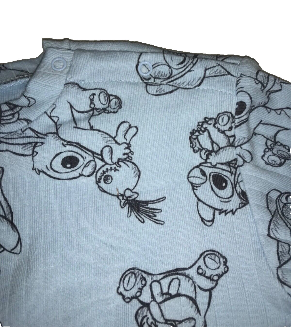 STITCH NEW 24M 2PC BLU RIBBED COT LNG SLV TOP & PANTS SET STITCH & ANGEL DISNEY