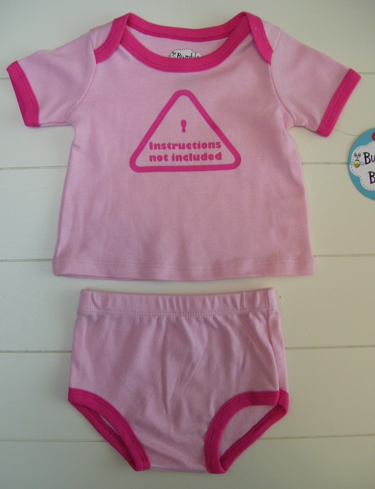 Bumble & Birdie Pink Instructions Not Included Shirt & Diaper Cover Short Set 9M