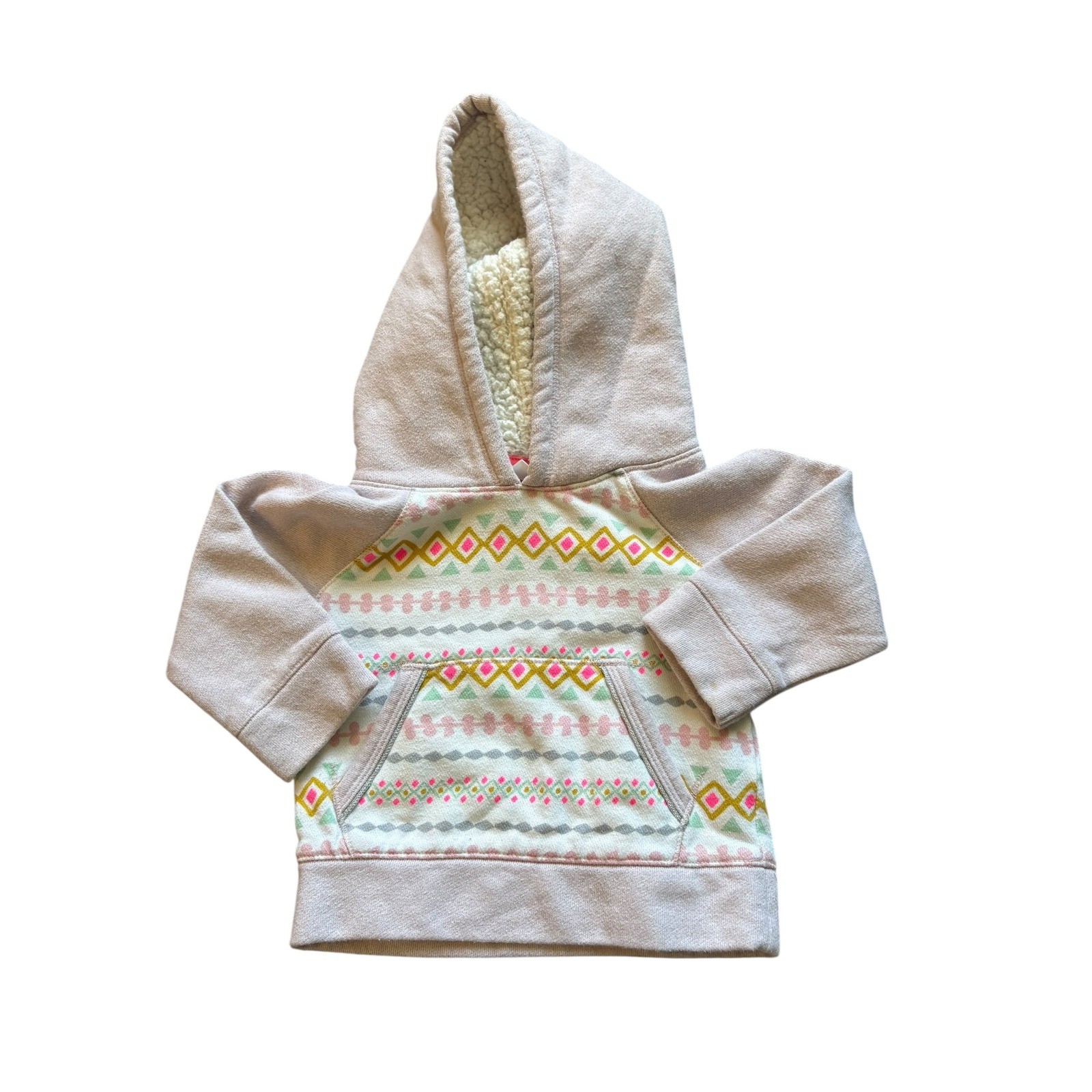 Cat & Jack Baby Girl 12M Sherpa Lined Hoodie Sweatshirt Pants Set Aztec Print