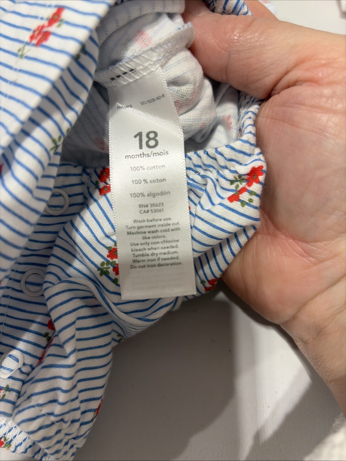 Carters Baby Girl Knit Blue Stripe Red Floral 18 M Knit One Piece Short Outfit N