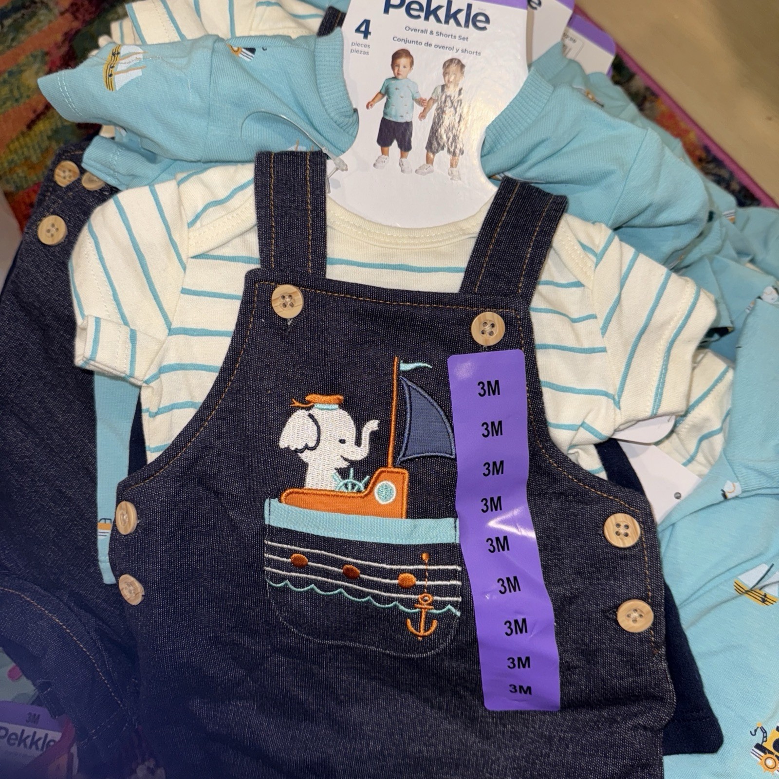 Pekkle Overall and Short Set for Toddler Boys- 3m NWT