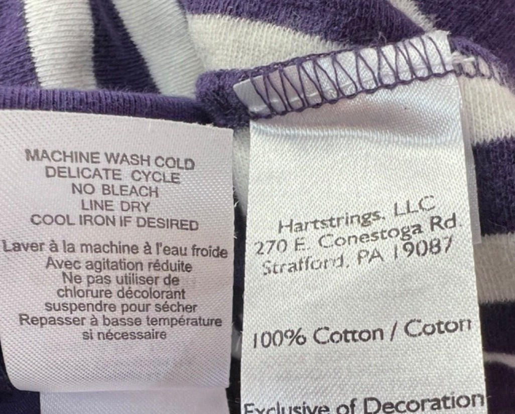Hartstrings baby girl-toddler ruffle top capri pants set purple striped 24M EUC