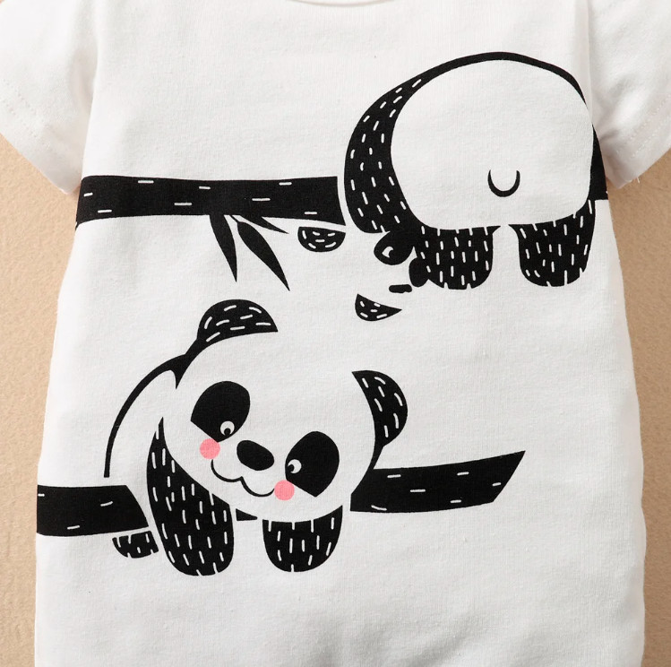 Newborn Baby Boy Romper Animal Panda Bear Short Sleeve Jumpsuit+Hat 2PCS Infant