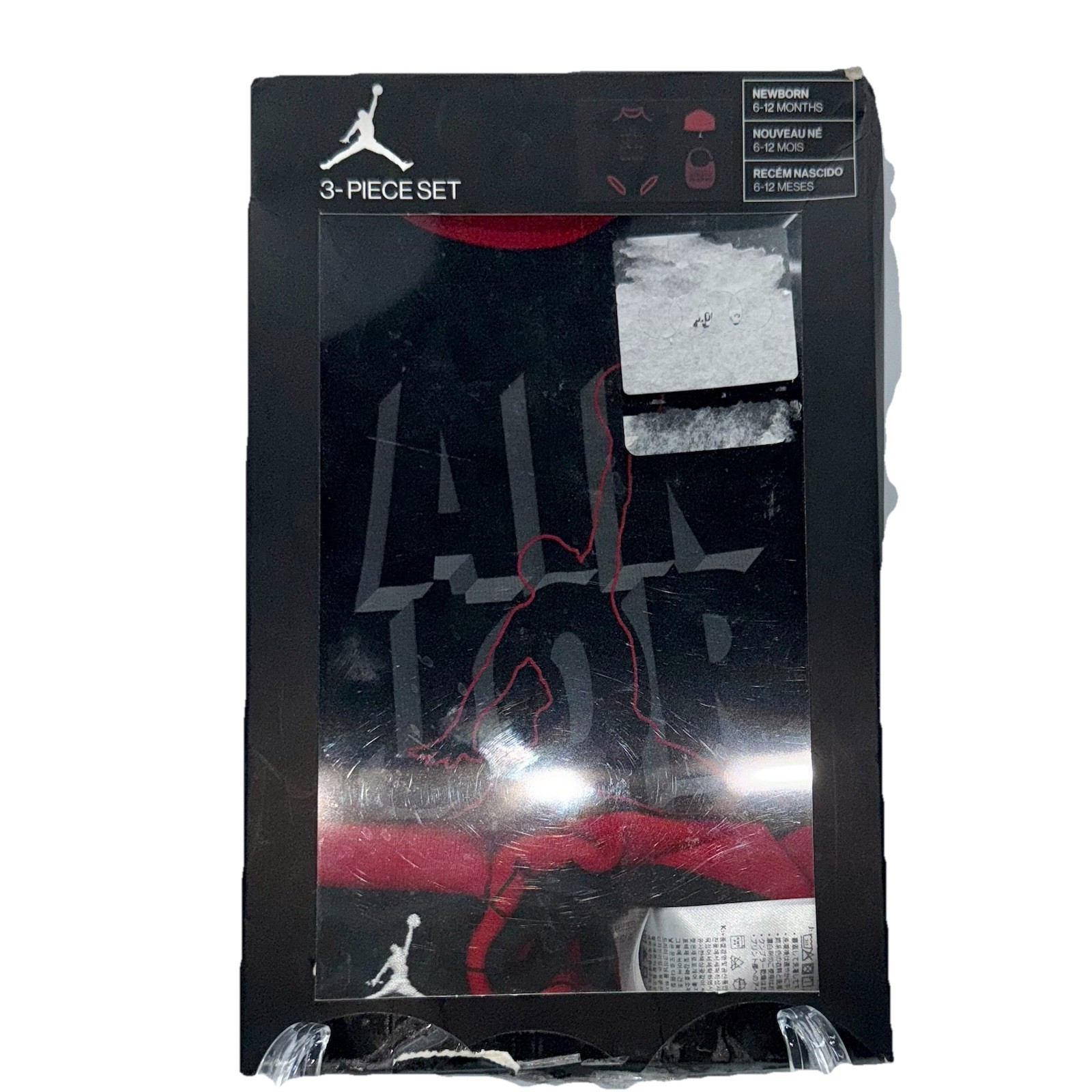 Nike Baby Air Jordan Jumpman 3 Piece Set Black Red Gray Newborn 6-12 Months