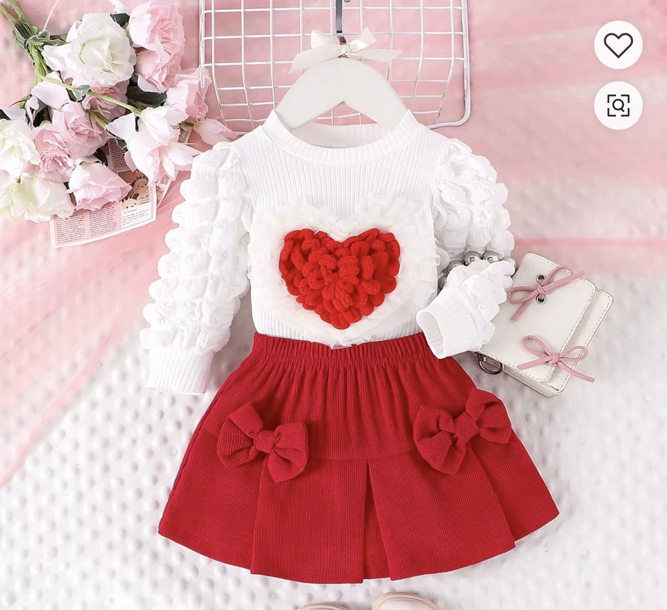 Girls 3-6 Months 2pc Heart Party Dress Set Denim Jacket Tulle Bow Ruffle