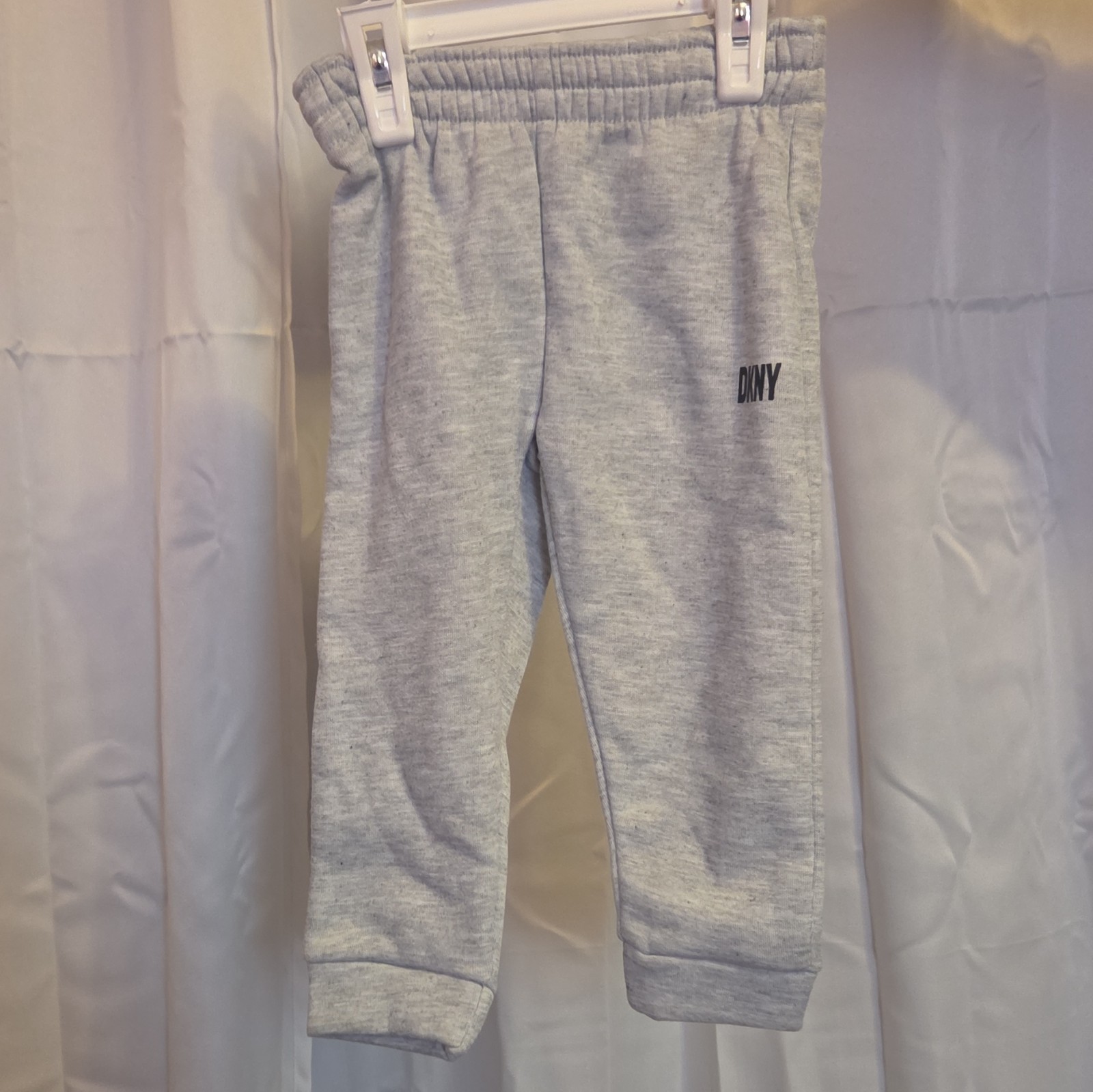 DKNY Boys 24M Gray 2pc Hoodie & Pants Set Fleece Cotton Logo Elastic