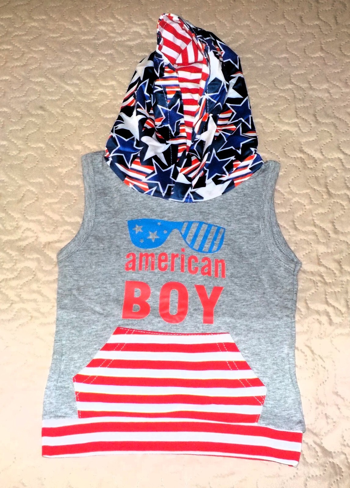 BOYS 2 PIECE SHORT SET FRONT POUCH POCKET AMERICAN BOY ON FRONT SZE 2-3YRS NWOT