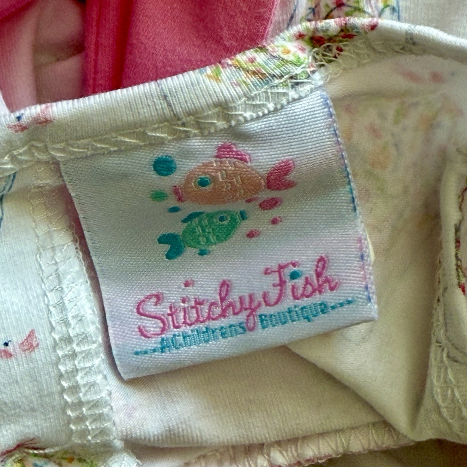 Stitchy Fish Swing Top & Bloomers Set Pink Hot Air Balloons Baby Girl Size 6m